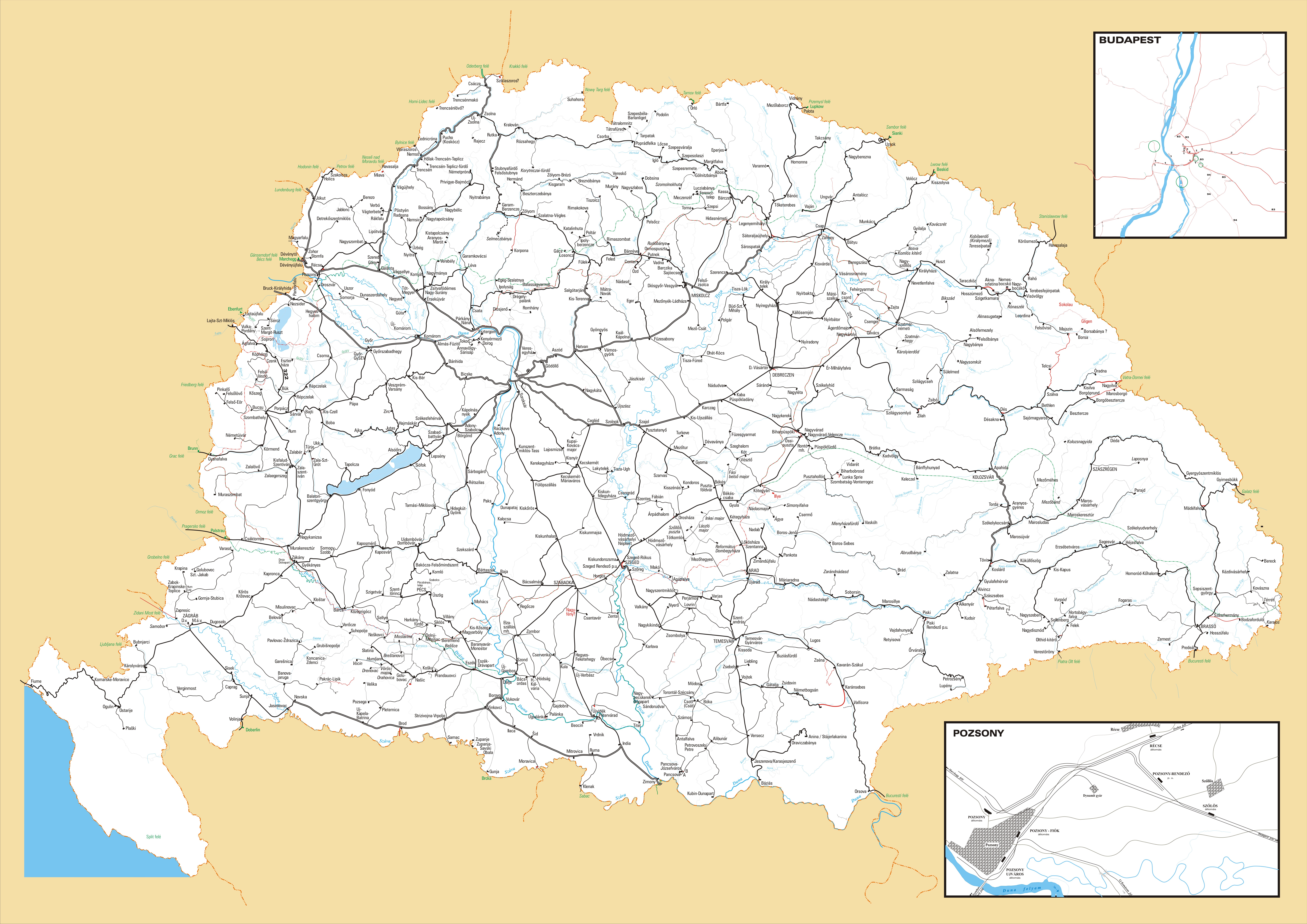 nagy magyarország megyéi térkép Vasúti térképek   Magyarország vasútállomásai és vasúti megállóhelyei nagy magyarország megyéi térkép