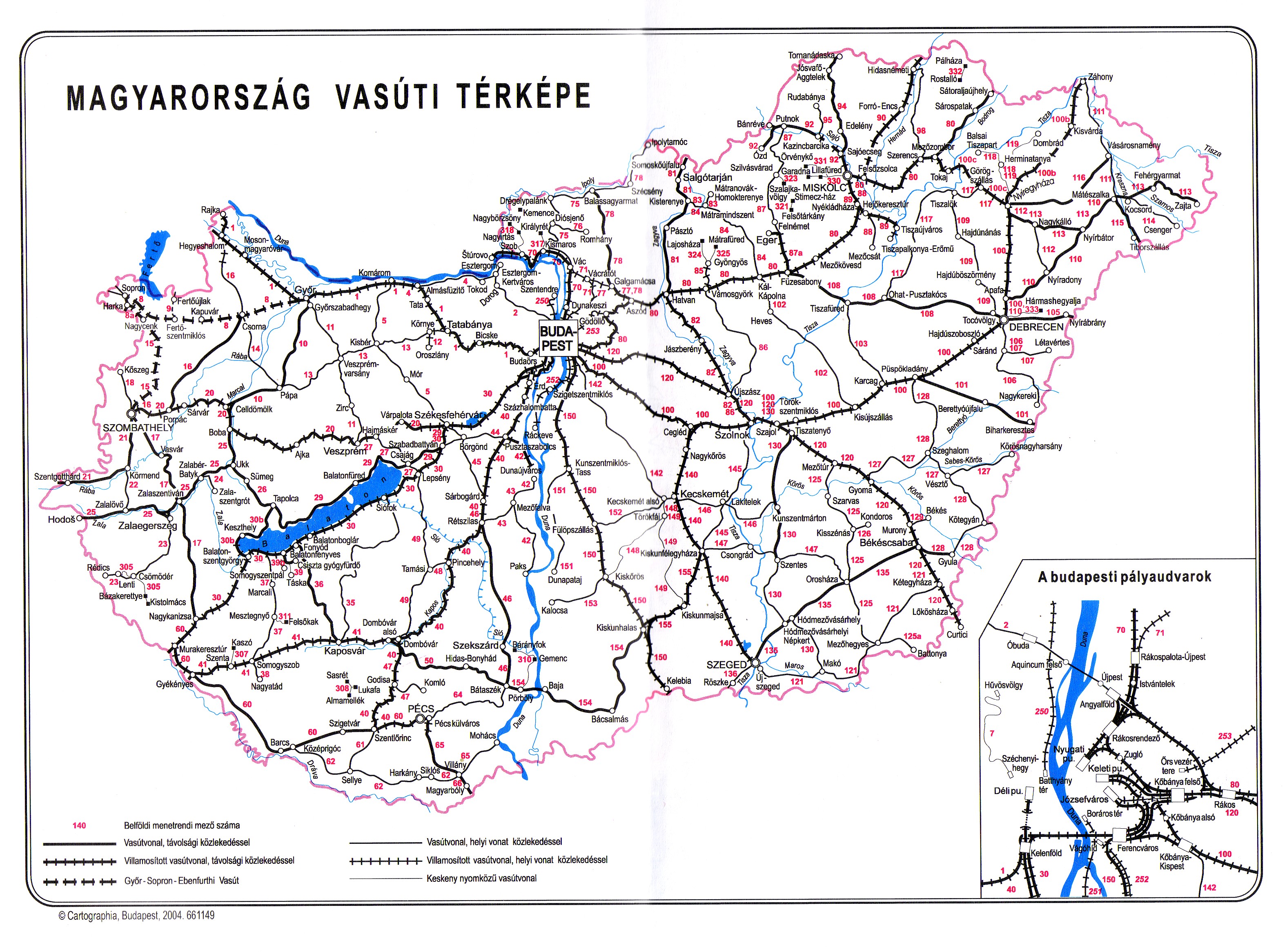 vasúti térkép Vasúti térképek   Magyarország vasútállomásai és vasúti megállóhelyei vasúti térkép